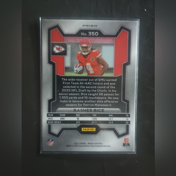 RASHEE RICE 2023 Prizm Football - Red White and Blue #350 (RC) KC Chiefs - Picture 2 of 2